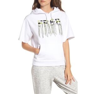 Free People Movement White Short Sleeve Freestyle Hoodie Sweatshirt